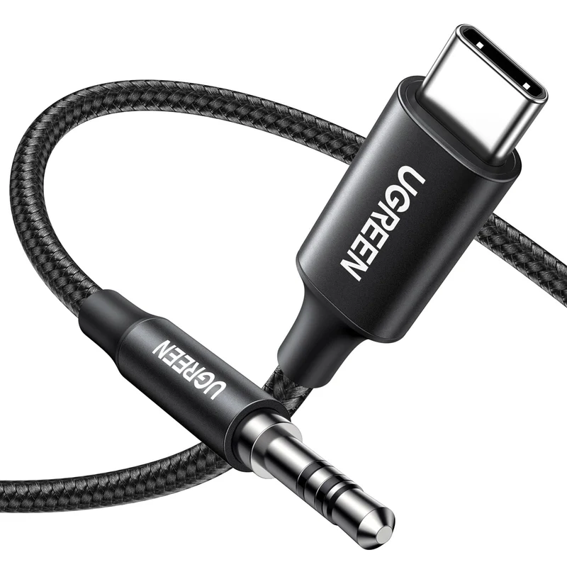 UGREEN 1M Câble USB C Jack 3.5mm TRS Stéréo Auxiliare Voiture Nylon Tressé