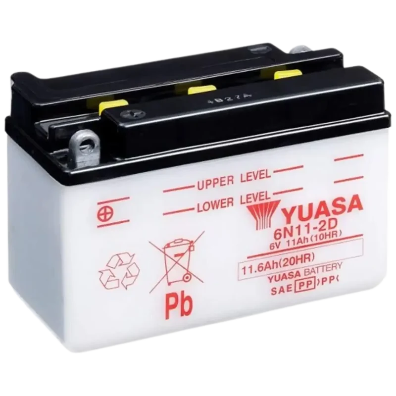 Batterie Moto YUASA 6N11-2D 6V – Conventionnelle avec Entretien livrée Sans Acide