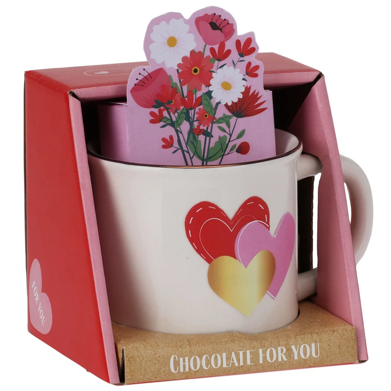 MUG LOVELY JOYFULL AVEC CHOCOLAT PRALINE 14G ASST