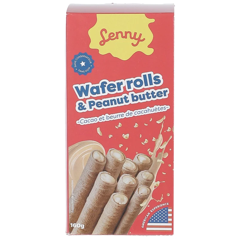 Wafer rolls chocolat cacahuètes