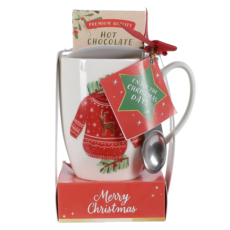 COFFRET MUG FESTIF DECOR NOEL AVEC CHOCOLAT EN POUDRE ASST