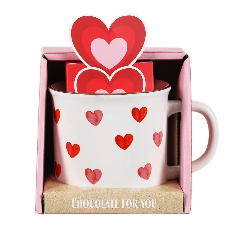 MUG HAPPY LOVE AU CHOCOLAT BLANC PRALINE SAVEUR FRAISE ASST
