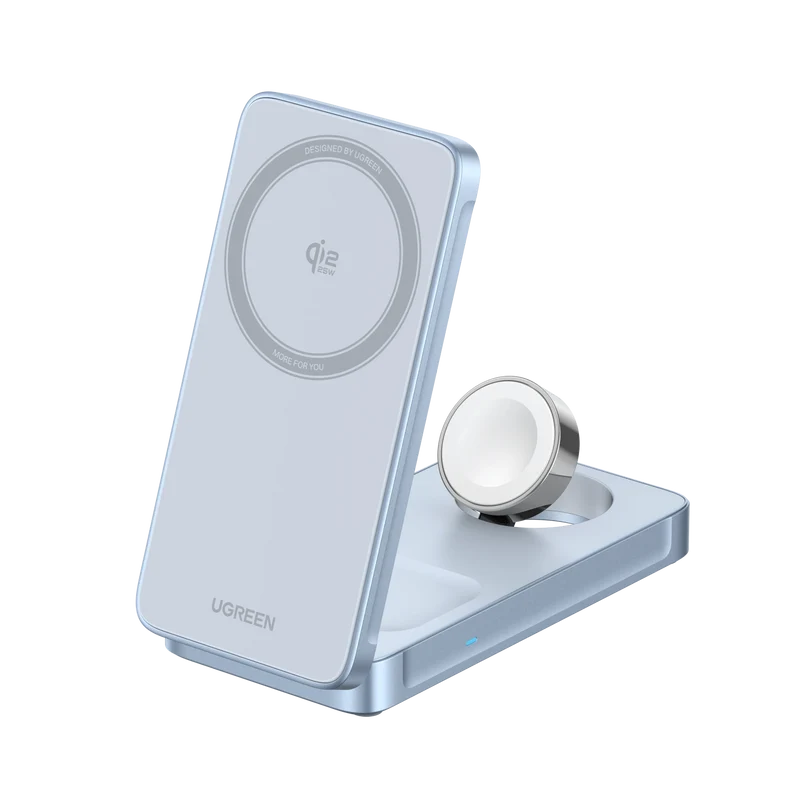 UGREEN MagFlow Chargeur sans fil magnétique 3-en-1 (Qi2 25 W, compatible MagSafe)