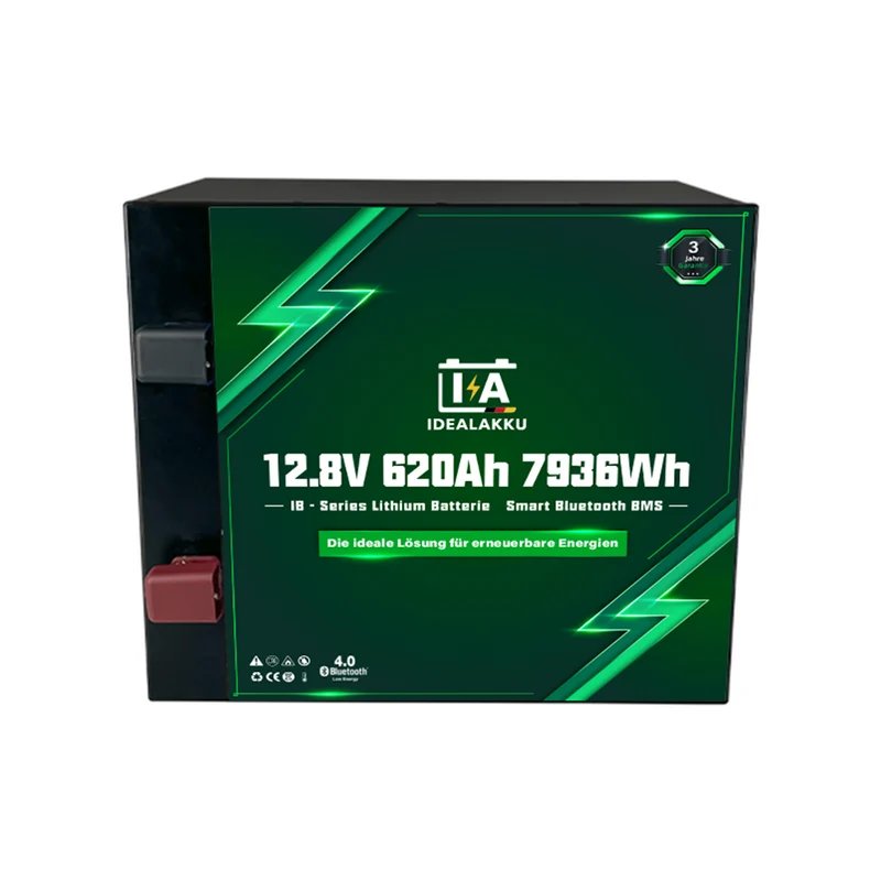 Batterie Lithium LiFePO4 12.8V 620Ah 7936Wh – IDEALAKKU IB-12-620 avec BMS Bluetooth – Remplacement Gel AGM
