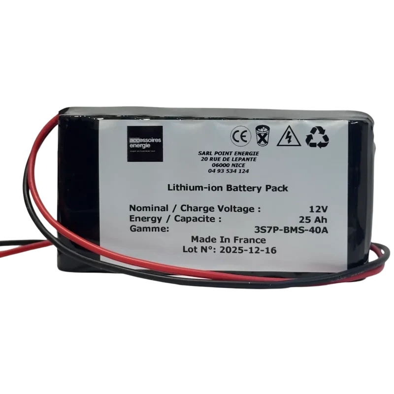 Batterie Li-ion 3S7P - 12V - 25Ah - BMS 40A