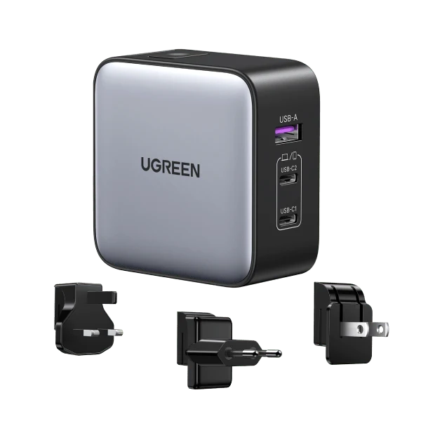 UGREEN Nexode 65W GaN Chargeur USB C 3 Ports (prises US/UK/EU)