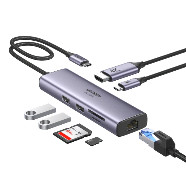UGREEN Revodok Hub USB C 7 en 1 Ethernet Adaptateur (HDMI 4K 60 Hz)
