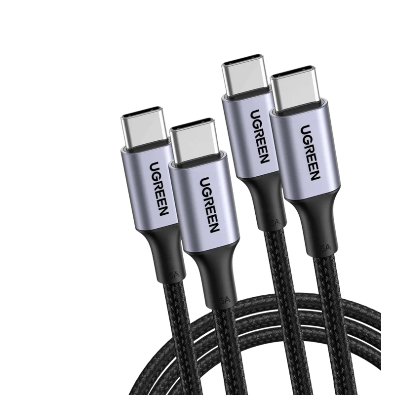 UGREEN Lot de 2 Cable USB C vers USB C PD 100W 5A 20V Type C Nylon Tress Charge Rapide et Sync (0.5M)