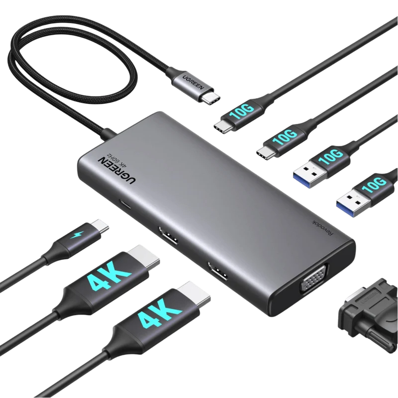 UGREEN Revodok 308 Docking Station Hub USB C 2 HDMI 4K 1080P Triple Affichage 8 en 1 Adaptateur