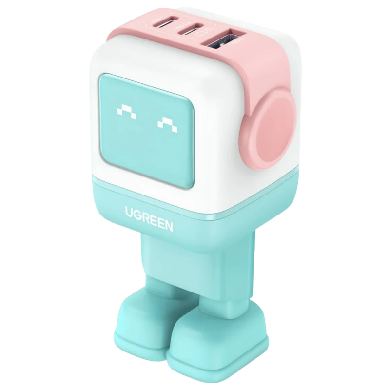 UGREEN Uno Chargeur 65W Chargeur USB C Rapide 3 Ports (Bleu Rosé)