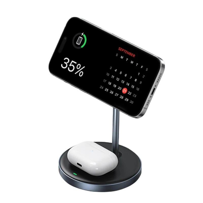 UGREEN Support de Chargeur Magnétique 2 en 1 Station de Charge Induction sans Fil
