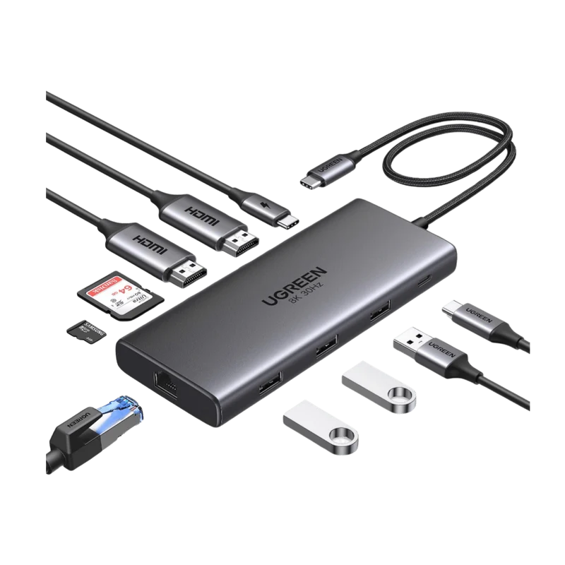 UGREEN Revodok Pro 210 Hub USB-C 10-en-1 (double HDMI 4K 60 Hz, 100 W PD)