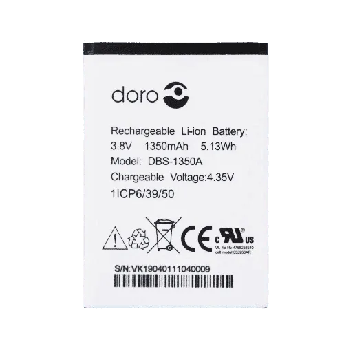 Batterie d’origine Doro DBS-1350A 3.8V 1350mAh – Compatible 7050, 7060, 7070