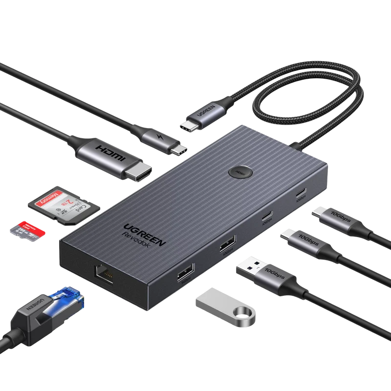 UGREEN Revodok Pro 9-en-1 Hub USB-C (HDMI 4K@60Hz, 10Gbps, PD100W)