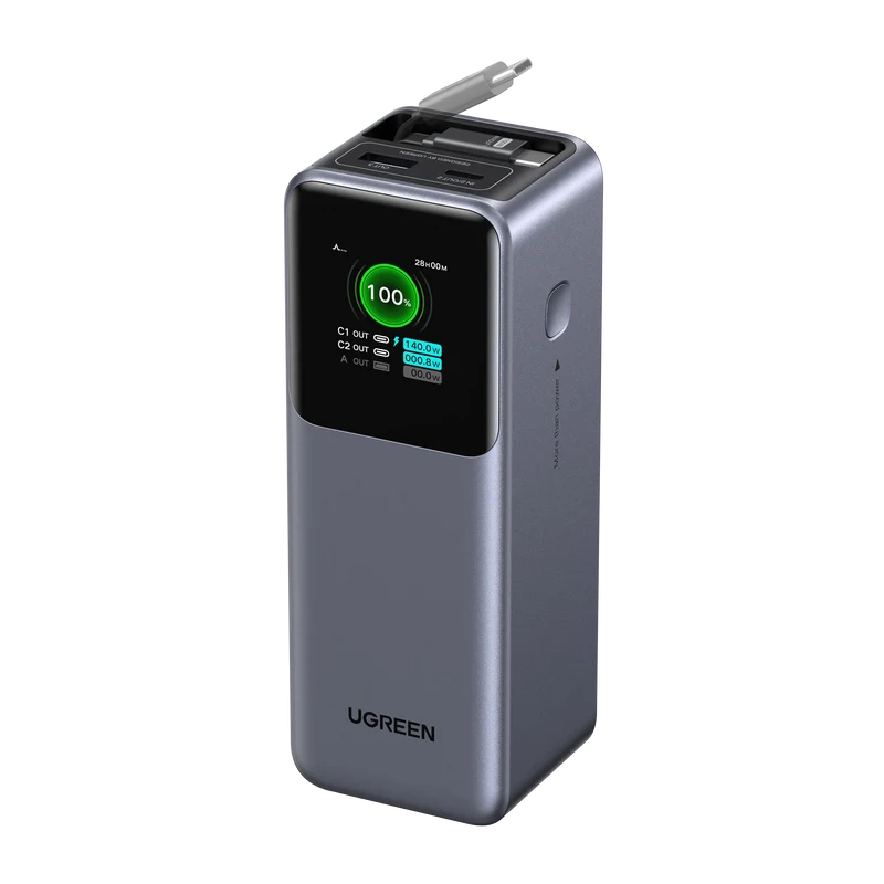 UGREEN Nexode Batterie externe 20000 mAh 165W avec câble USB-C rétractable