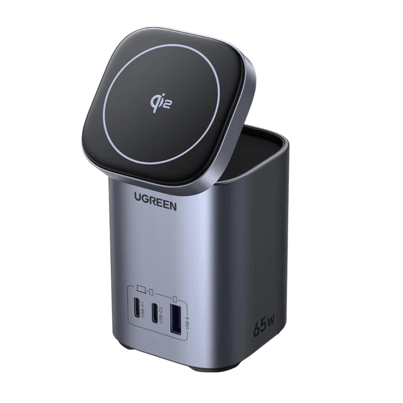 UGREEN Nexode 65W GaN Chargeur 3 Ports & Qi2 15W Chargeur sans Fil