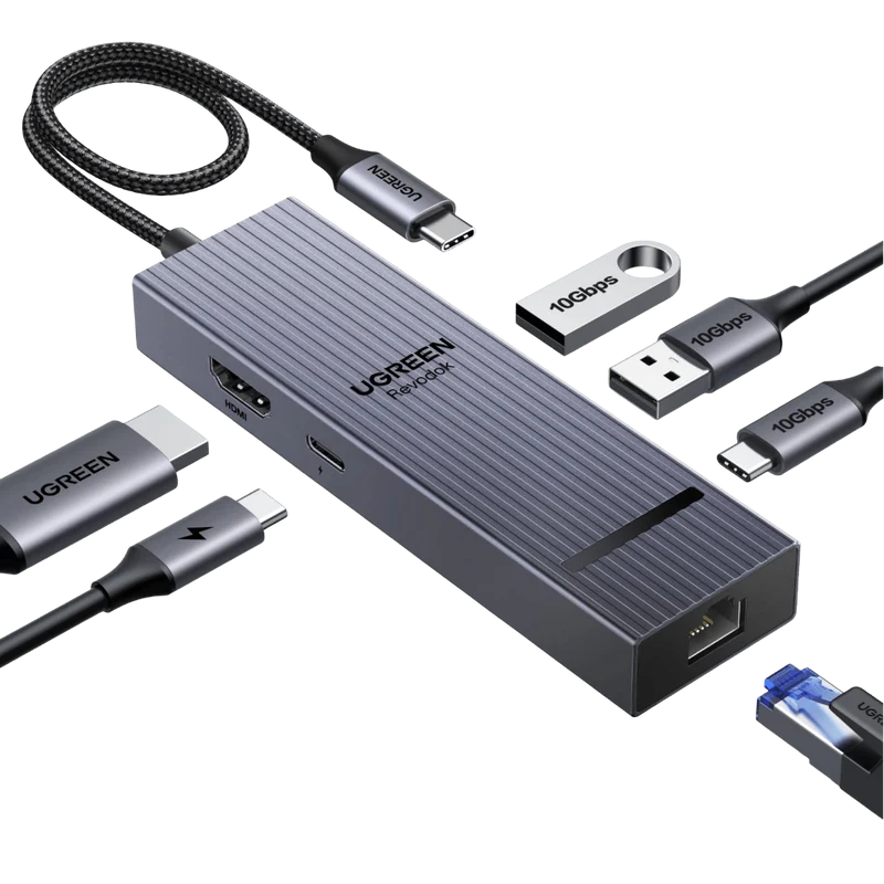 UGREEN Revodok Pro 1061 Hub USB-C 6-en-1 (10Gbps, 4K@60Hz, PD100W)
