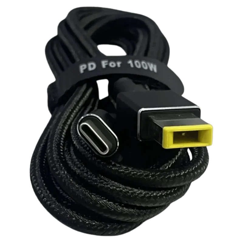 Câble fiche carrée jaune vers USB-C pour PC Lenovo