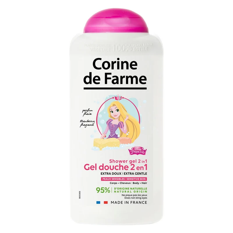 GEL DOUCHE 2 EN 1 CORPS ET CHEVEUX FRAISE RAIPONCE PEAUX SENSIBLES