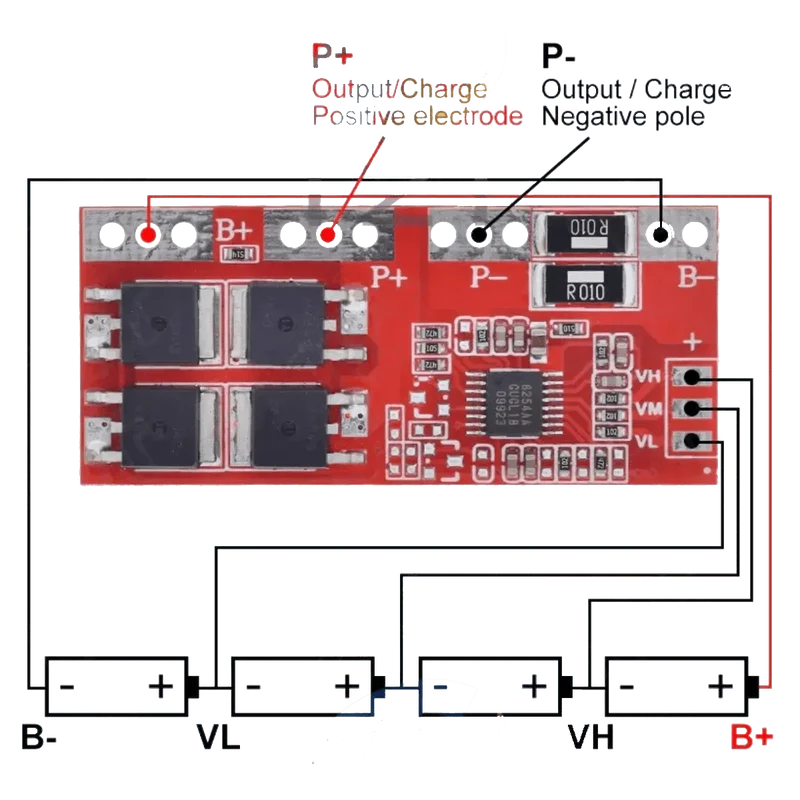 Carte de protection BMS Li-Ion 4S pour batterie 14.8v 30A
