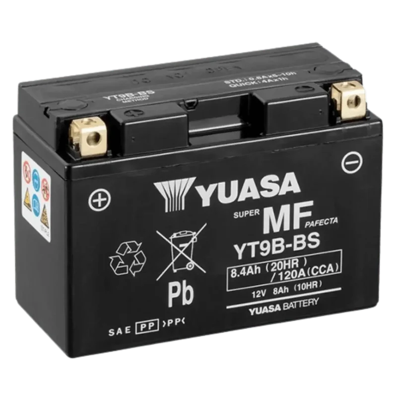 Batterie Moto YUASA YT9B 12V AGM – Sans Entretien Prête à l'Emploi