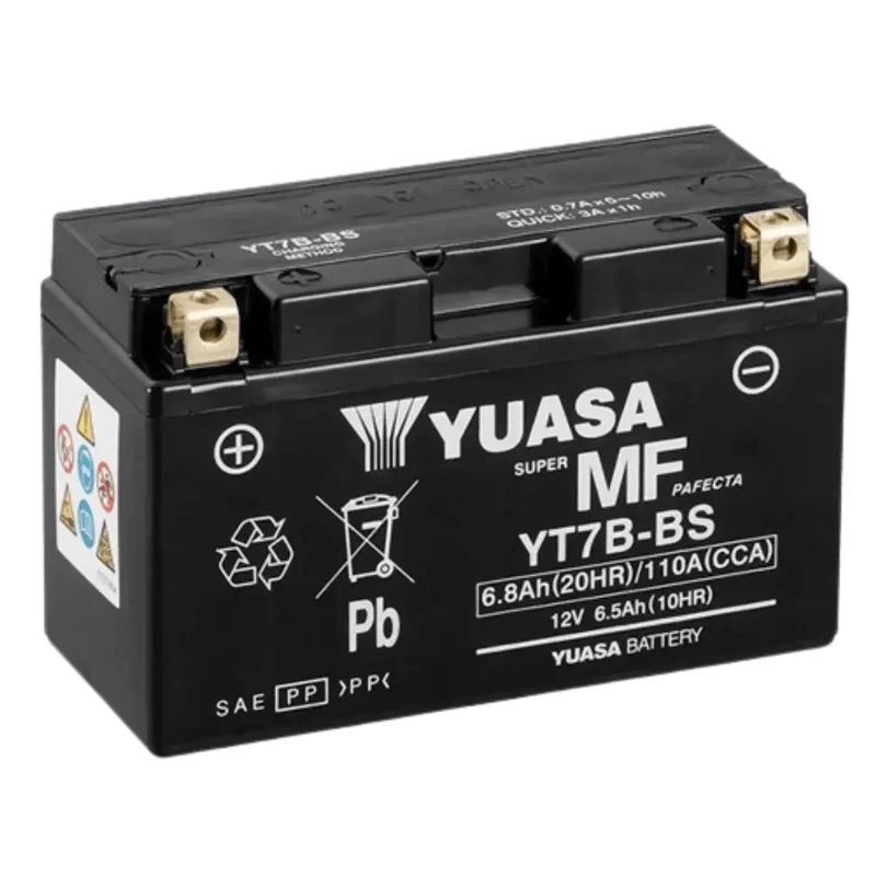 Batterie Moto YUASA YT7B-BS 12V AGM – Sans Entretien Prête à l'Emploi