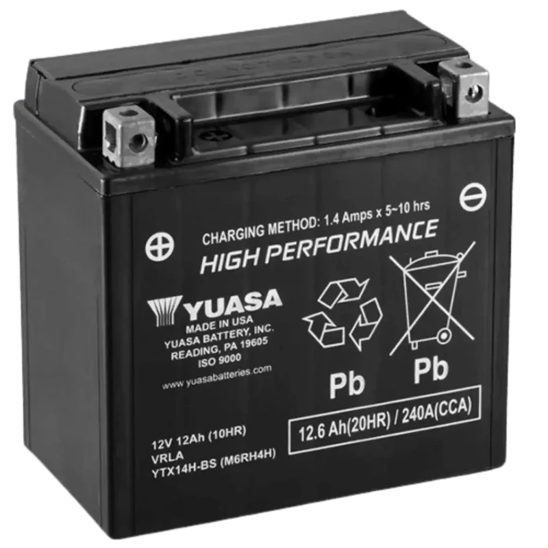 Batterie Moto YUASA YTX14H 12V AGM – Sans Entretien Prête à l'Emploi