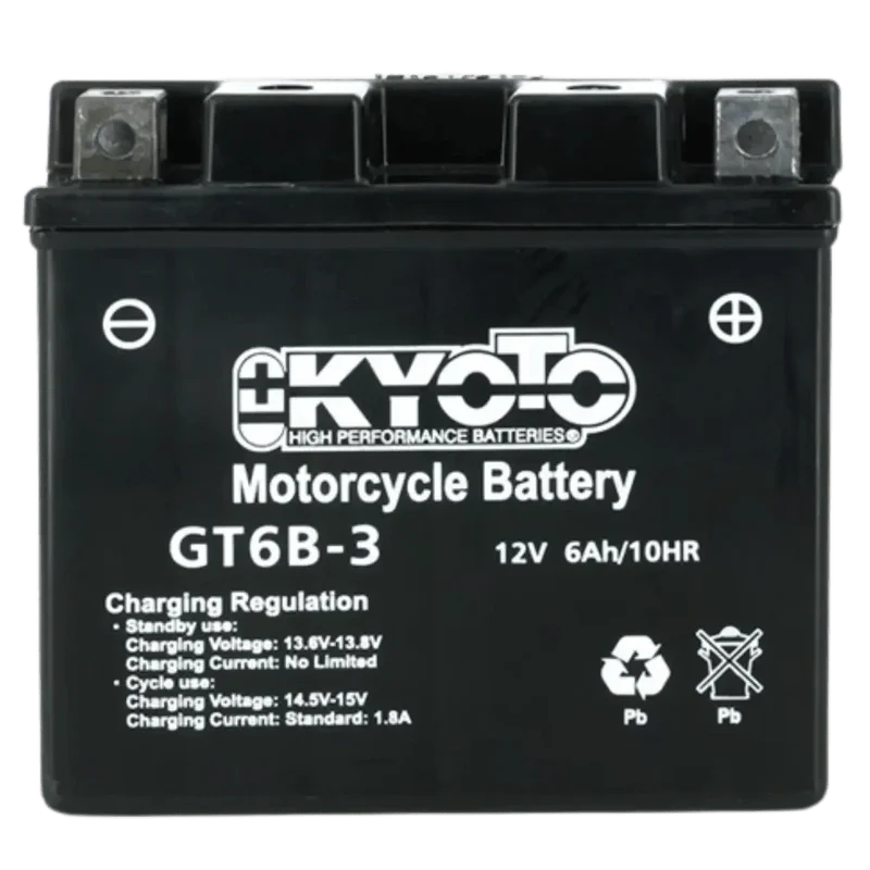 Batterie Moto KYOTO GT6B-3 12V SLA AGM – Sans Entretien Prête à l'Emploi
