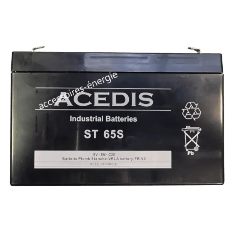 Batterie Plomb AGM ACEDIS ST65S 6V 8Ah – Faston 4.75mm – Remplace NP7-6