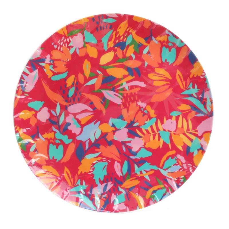 Assiette fleurie en plastique 20cm