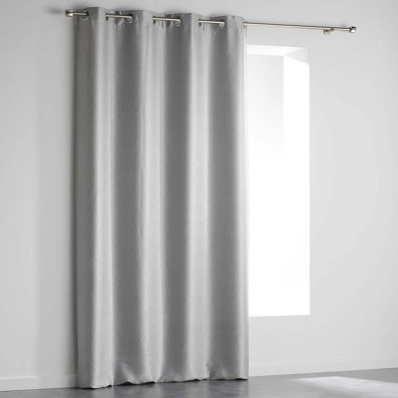 RIDEAU À ŒILLETS 140 X 240 CM OCCULTANT VELOURS GRIS