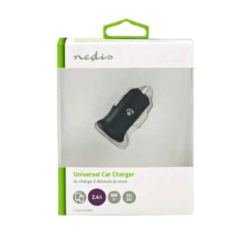 Chargeur de Voiture 2.4A - 2x Sorties USB