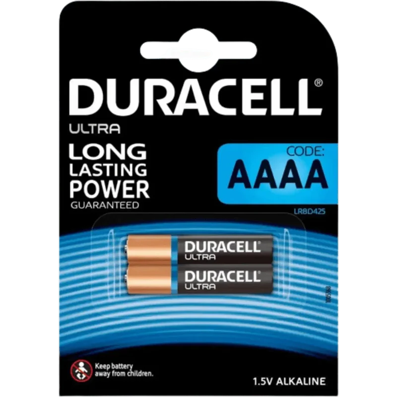 Piles Alcalines AAAA 1.5V Duracell LR61 – Lot de 2 Piles