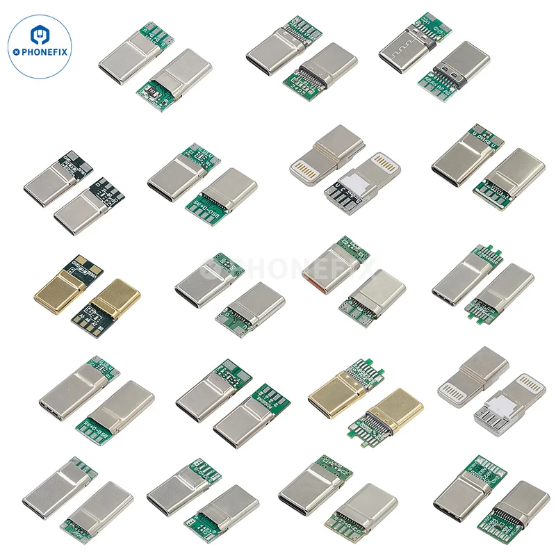 Connecteur mâle USB-C 24 broches avec points de soudure 6 broches, charge rapide PD