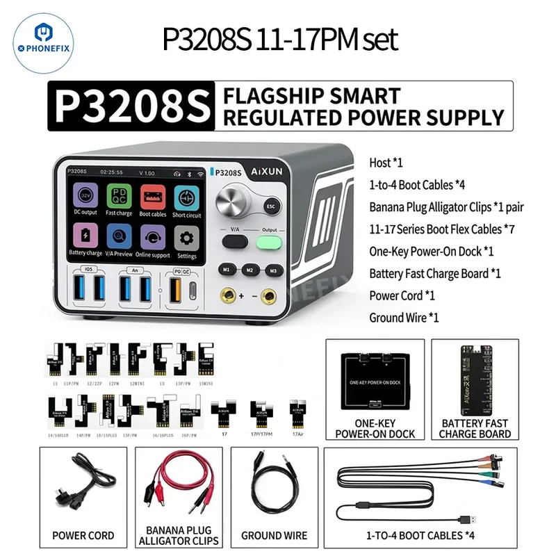 Alimentation AIXUN P3208S 32V 15A pour réparation d'iPhone 7-17 Pro Max