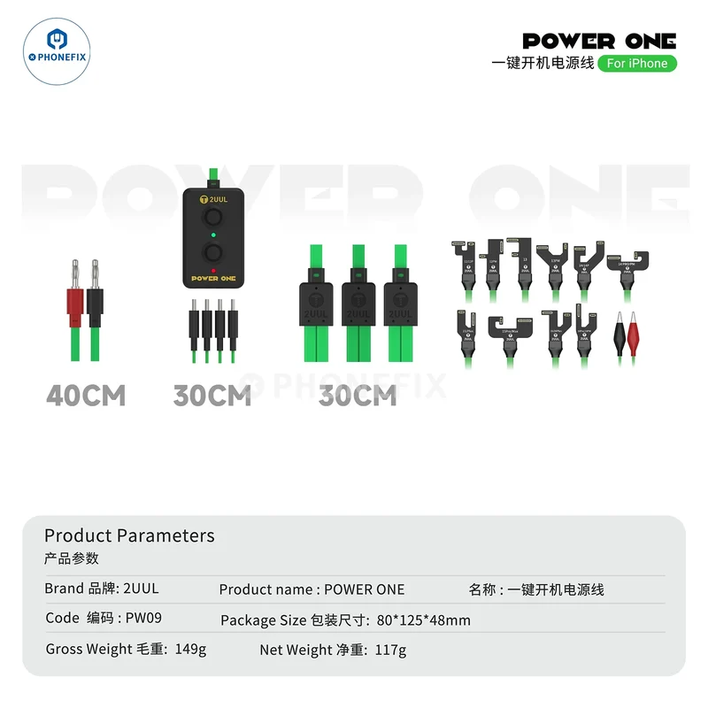 Câble de démarrage en un clic 2UUL POWER ONE pour iPhone 12-16 Pro Max