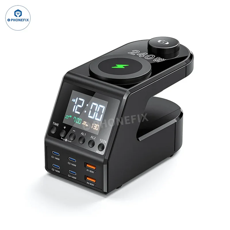 Chargeur rapide de bureau 240 W avec charge sans fil pour téléphone et montre