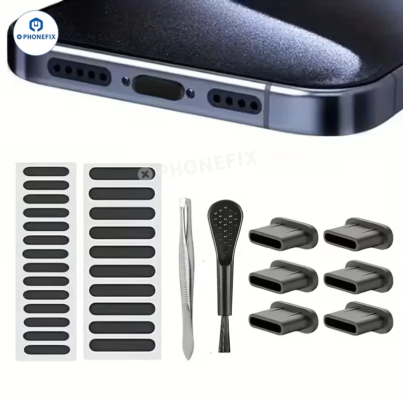 Cache anti-poussière pour haut-parleur USB-C avec grille de protection pour iPhone 17/16/15 et Android