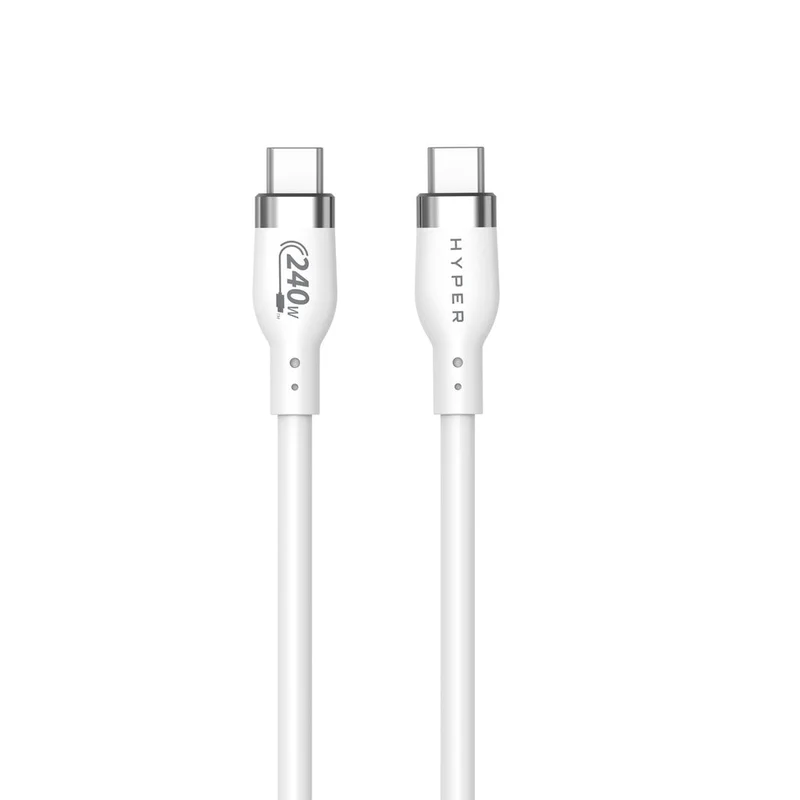 HyperJuice 240W Silicone USB-C to USB-C Cable (2M/6Ft) - Blanc