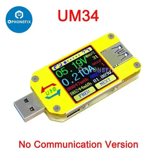Testeur de tension USB avec écran LCD couleur UM34C UM25C UM24C