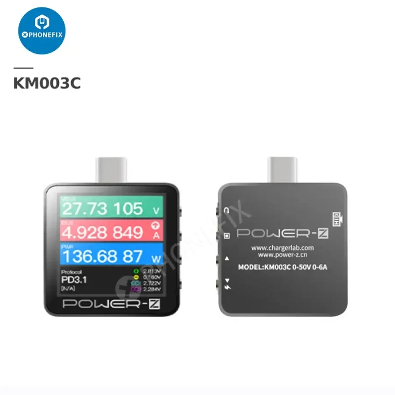 Testeur USB-C POWER-Z KM003C PD3.1 QC5.0 Détecteur de courant de tension