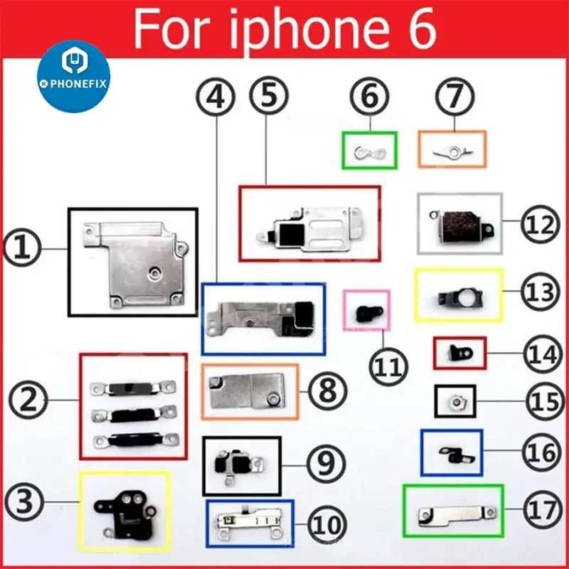 Pour iPhone 6-13 Pro Max Petites pièces intérieures Support en métal de fer Bouclier