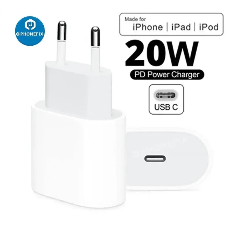 Chargeur USB-C Apple 20 W, adaptateur US/EU/UK pour iPhone/iPod/iPad